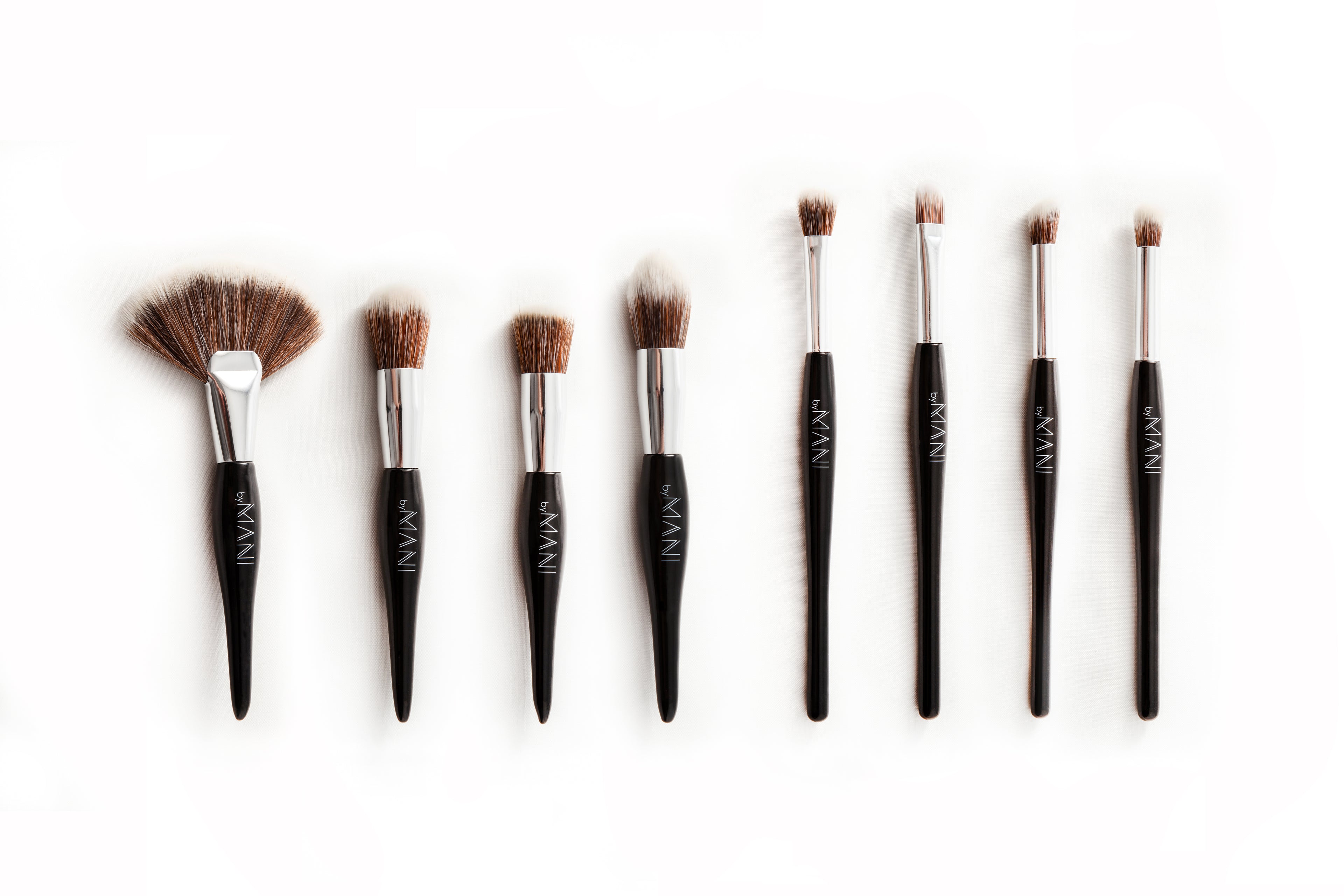 Make-up brush Set 8-pcs professional black and clutch