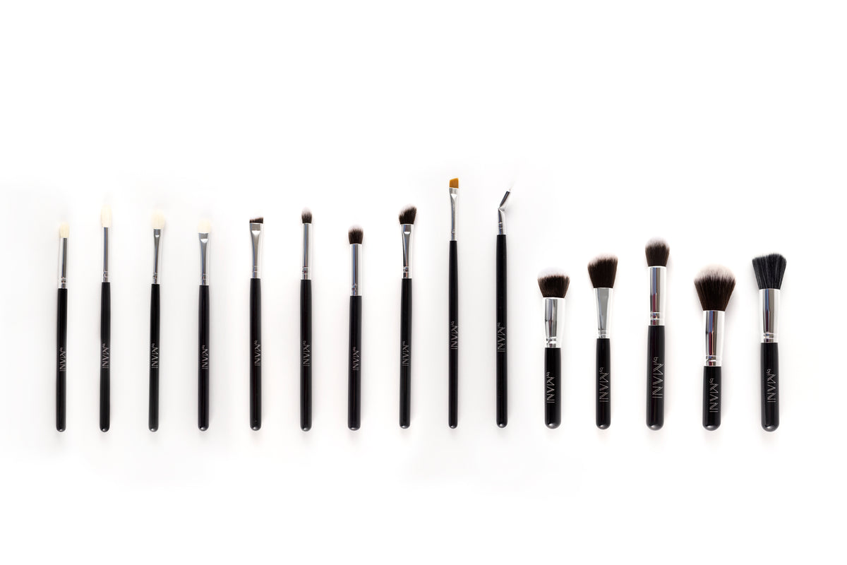 Make-up brush Set 15pcs professional black and clutch